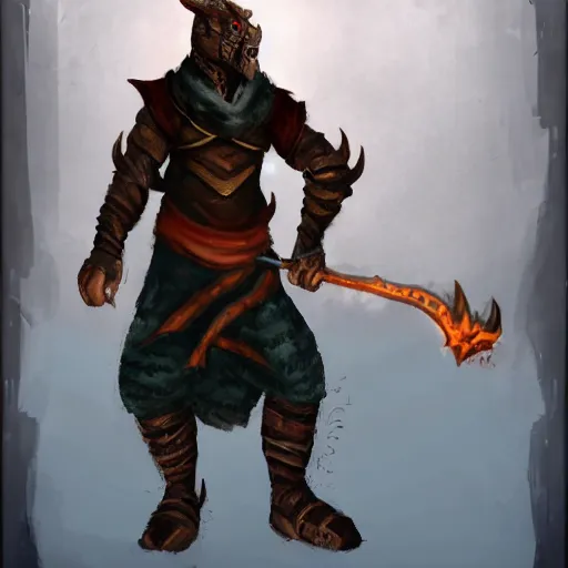 Prompt: character portrait of a dragonborn monk