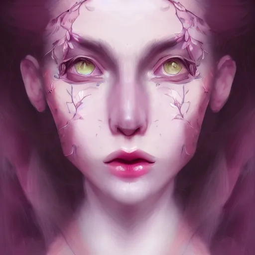 Image similar to character concept portrait of a woman with pale face, flowerpunk, intricate, elegant, digital painting, concept art, smooth, focus,