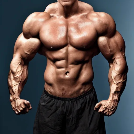 Image similar to jerma professional bodybuilder huge muscles strong expert photograph detailed