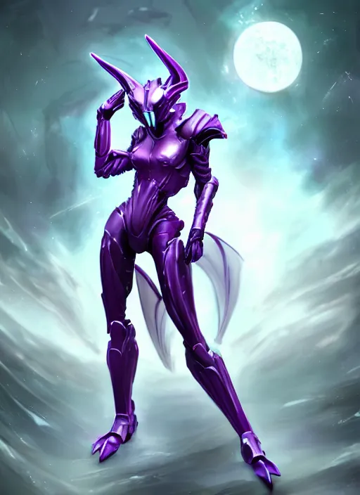 Image similar to cinematic front shot, galactic sized proportional stunning beautiful hot female warframe goddess, detailed sleek cyborg female dragon head, metal ears, sleek purple eyes, sleek silver armor, smooth fuschia skin, in space, holding a planet, epic proportions, epic size, epic scale, furry art, dragon art, giantess art, warframe fanart, furaffinity, deviantart