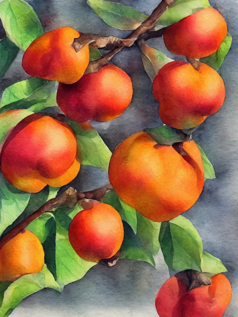 Image similar to autumn persimmon watercolor by arti chauhan trending on artstation