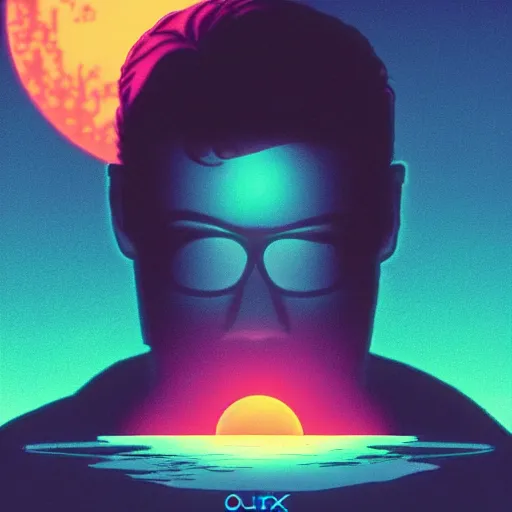 Prompt: man looking at the outrun sun, synthwave, 8 0 s, high details, trending on artstation