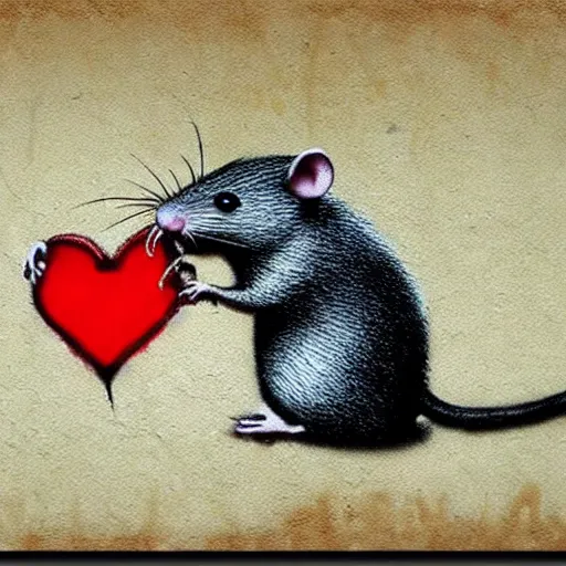 Prompt: love rat art by banksy, 8 k, high definition, extremely detailed, photo realistic