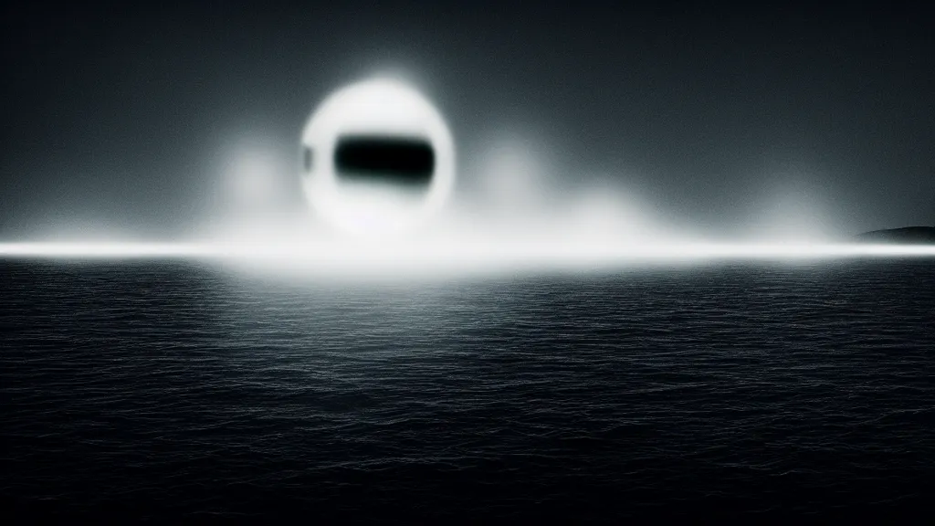 Prompt: there is a black sphere above the lake, glowing threads emanate from the black sphere, fog, volumetric lighting, mystique, atmospheric, sharp focus, ultra detailed, noir art house, 4 k, cinematic, 3 5 mm
