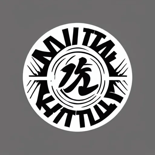 Prompt: a logo about martial arts, karate, kung-fu, vectorial, black and white, highly detailed, symmetric