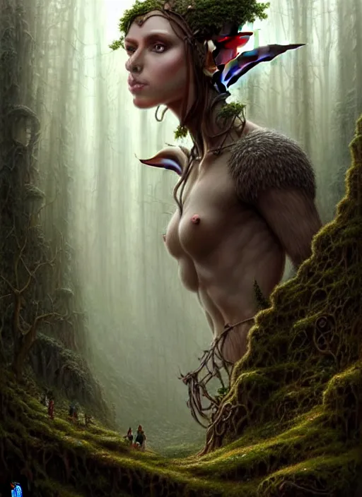 Image similar to portrait shot of forest elf in a scenic dystopian environment, intricate, elegant, highly detailed, centered, digital painting, artstation, concept art, smooth, sharp focus, illustration, artgerm, tomasz alen kopera, peter mohrbacher, donato giancola, joseph christian leyendecker, wlop, boris vallejo