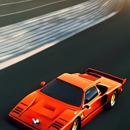 Image similar to close up of arnold schwarzenegger driving a ferrari f 4 0, photo of the year, golden hour, highly detailed