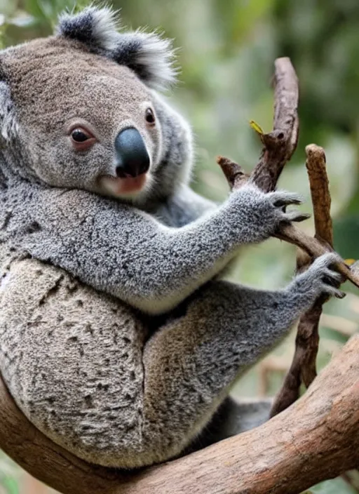 Prompt: koala and armadillo hybrid creature