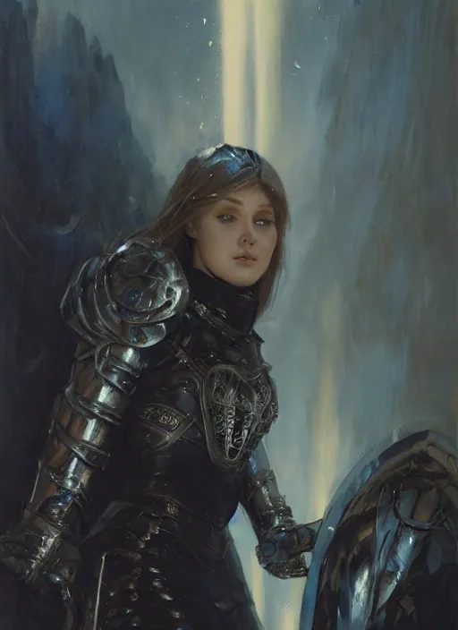 Prompt: beautiful blue eyed woman wearing simple black medieval armour, detailed by gaston bussiere, bayard wu, greg rutkowski, giger, maxim verehin, greg rutkowski, masterpiece, sharp focus, cinematic lightning