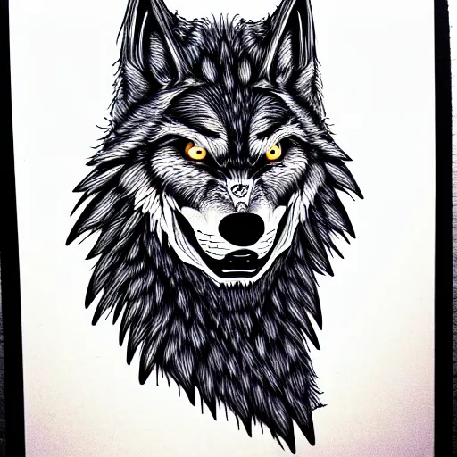 Image similar to pen line werewolf highly detailed crisp illustration art by ron spencer
