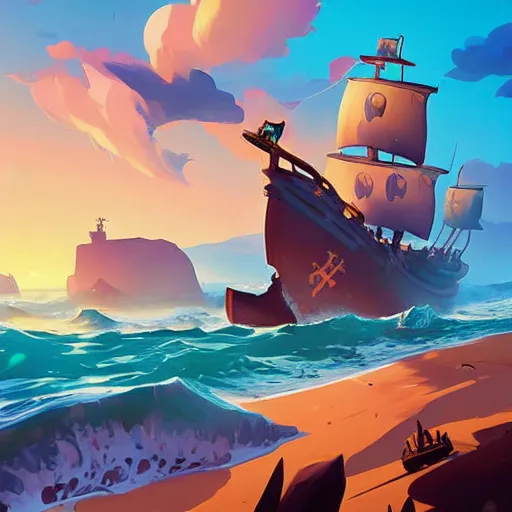 Image similar to painting treasure on sea of thieves game smooth median photoshop filter cutout vector, behance hd by jesper ejsing, by rhads, makoto shinkai and lois van baarle, ilya kuvshinov, rossdraws global illumination