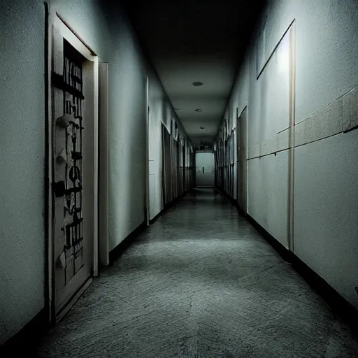 Image similar to photo darkness dark horror fear hospital unreal highly detailed