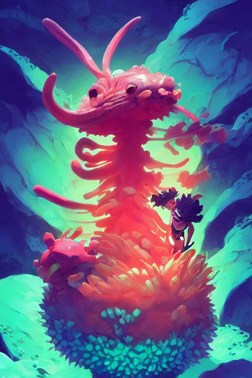 Image similar to creature animal sushi cristal very big eye roots cactus elemental flush of force nature micro world fluo fishscale, behance hd by jesper ejsing, by rhads, makoto shinkai and lois van baarle, ilya kuvshinov, rossdraws global illumination