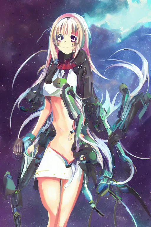 Image similar to anime girl sci fi isekai concept art