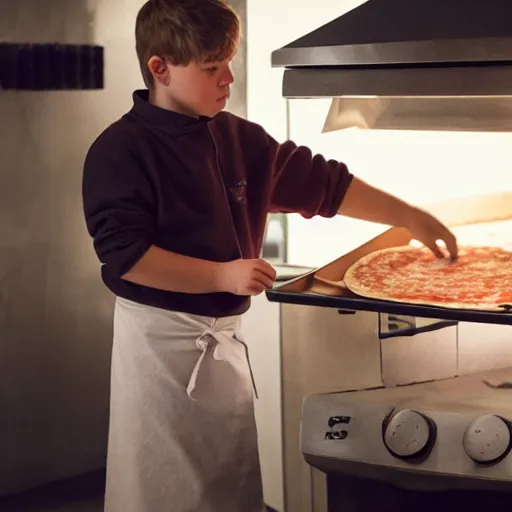 Prompt: A still of a young Mark Hammill making a pizza, 4k, photograph, ultra realistic, highly detailed, professional lighting