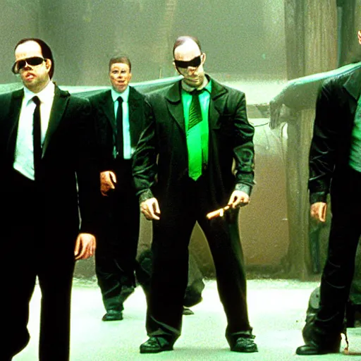 Prompt: chupacabra as agent Smith in Matrix (1999)