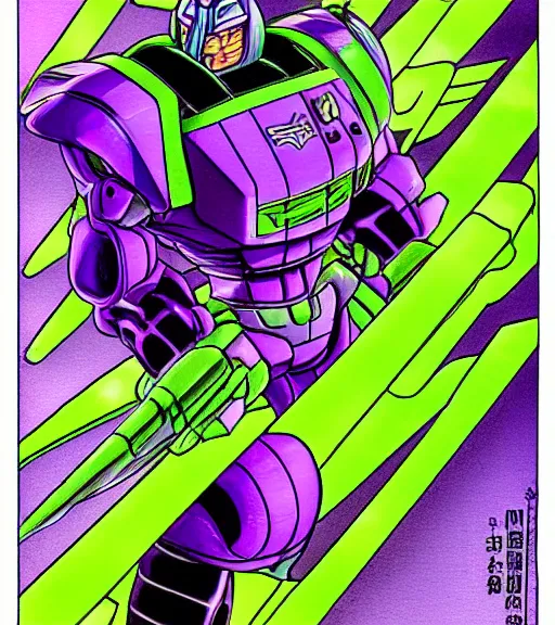 Prompt: armada megatron by akira toriyama, high quality, purple and green