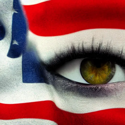 Prompt: american flag eyes, 8 k, high definition, highly detailed, photo - realistic