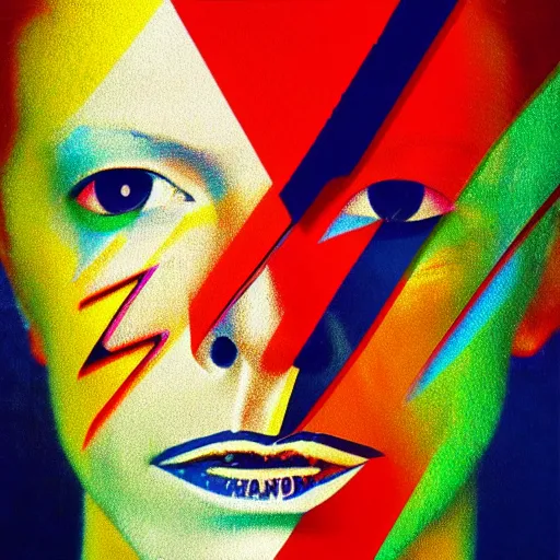 Prompt: David Bowie, abstract album cover