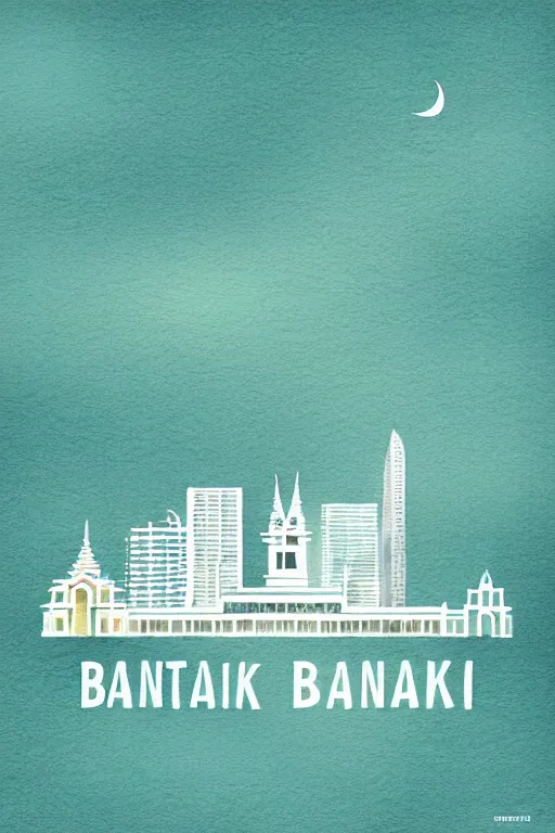 Prompt: minimalist watercolor art of bangkok, illustration, vector art