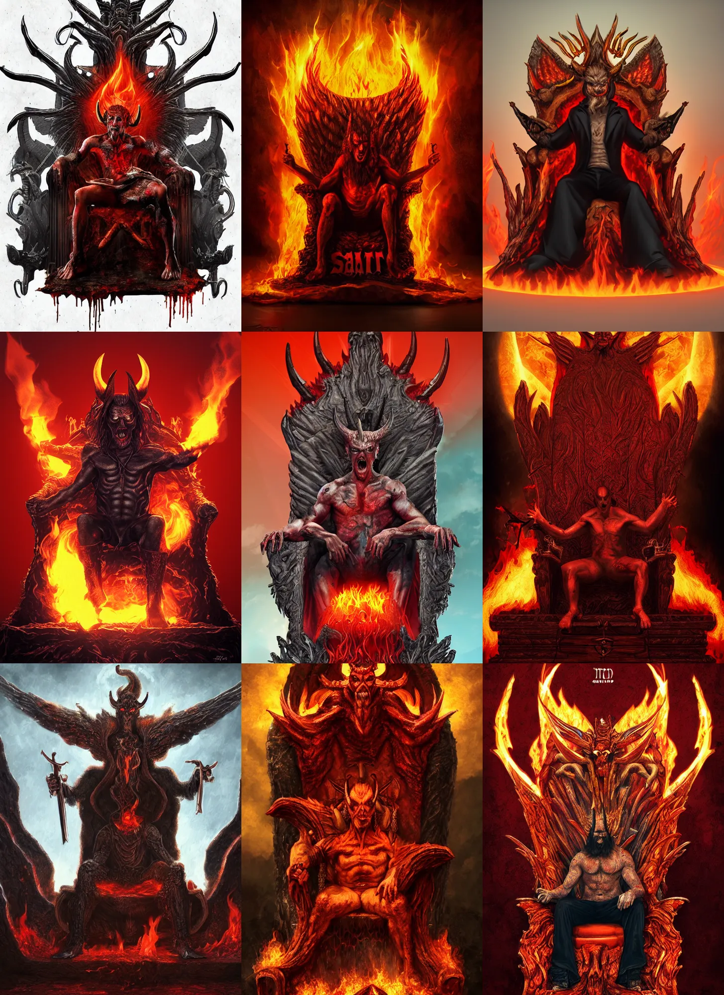 Prompt: satan on his throne, hell, hellfire digital art, trending on artstation, 4 k, masterpiece