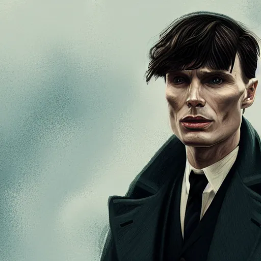 Prompt: a portrait of cillian murphy as tommy shelby, atlantis background, highly detailed, realistic face, digital art, epic, fantasy, in the style of Benjamin Bader, sharp, artstation