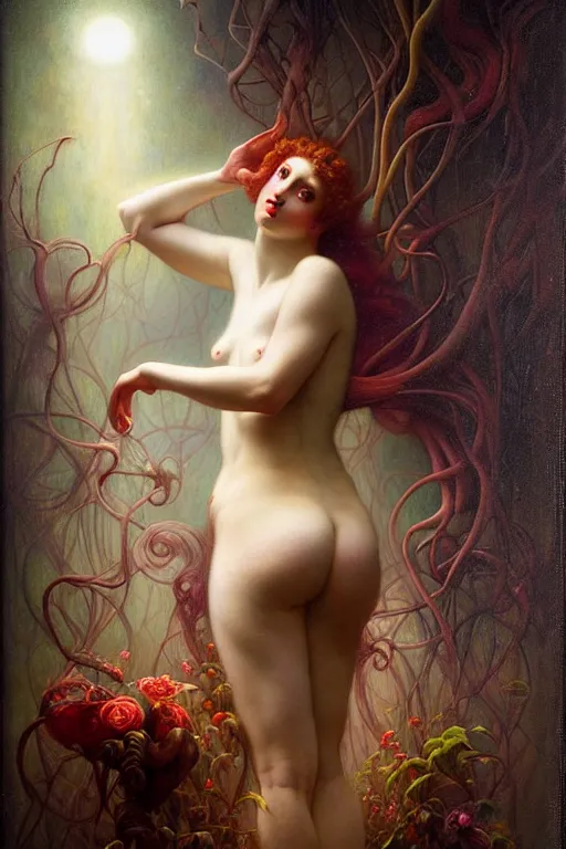 Image similar to complex dynamical systems infected by night by tom bagshaw in the style of a modern gaston bussiere, alphonse muca, victor horta, steichen. anatomically correct. extremely lush detail. masterpiece. melancholic scene infected by night. perfect composition and lighting. sharp focus. high contrast lush surrealistic photorealism.