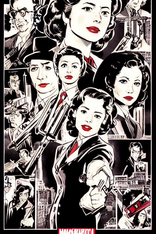 Image similar to Agent carter illustration concept art in the style of Amano, Yoshitaka