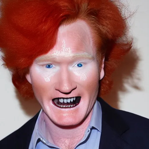 Prompt: conan o'brien wearing ronald mcdonald makeup