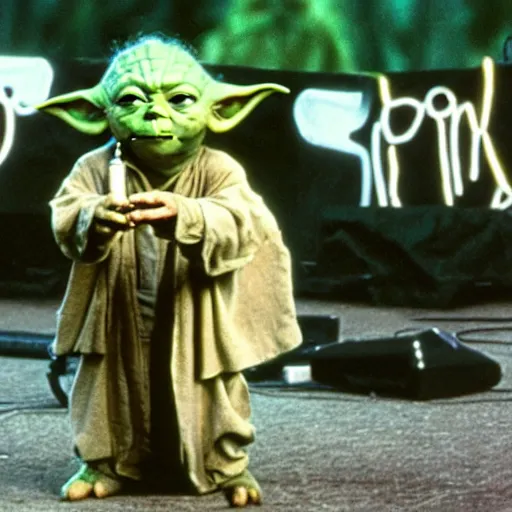 Image similar to yoda performing at woodstock