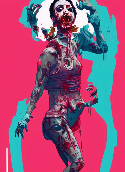 Image similar to zombie full body female modeling hiphop streetwear drip, tristan eaton, victo ngai, artgerm, rhads, ross draws