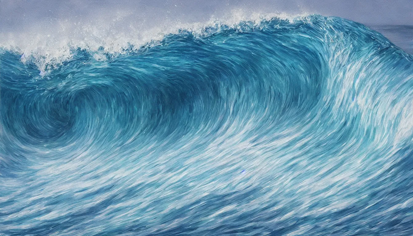 Prompt: spectacularly ocean wave barrel, photorealistic painting