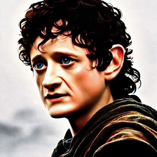 Prompt: uhd frodo made of fritos. photo by annie leibowitz