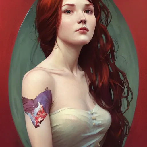 Image similar to A full portrait of Mary Jane Watson, intricate, elegant, highly detailed, digital painting, artstation, concept art, smooth, sharp focus, illustration, art by Krenz Cushart and Artem Demura and alphonse mucha