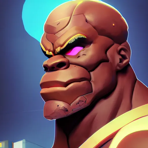 Image similar to a closeup portrait of doomfist from overwatch, art by lois van baarle and loish and ross tran and rossdraws and sam yang and samdoesarts and artgerm and saruei and disney, digital art, highly detailed, intricate, sharp focus, trending on artstation hq, deviantart, unreal engine 5, 4 k uhd image