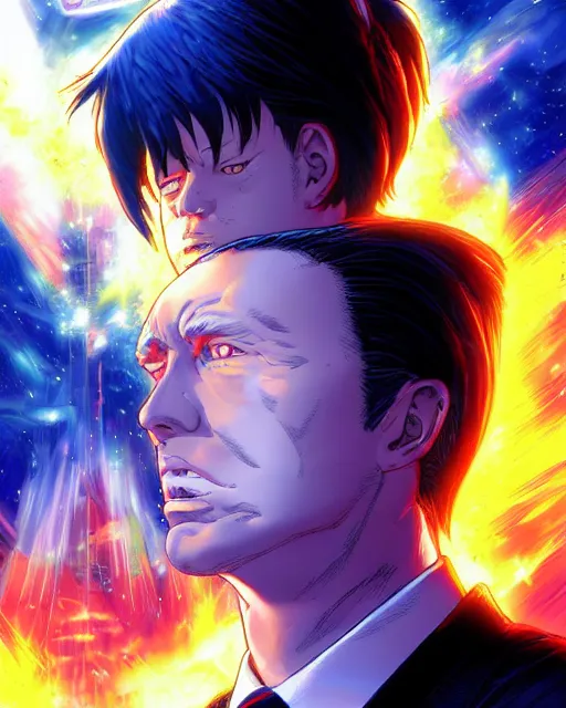 Image similar to portrait of trump, cybernetic enhancements, art by makoto shinkai and alan bean, yukito kishiro