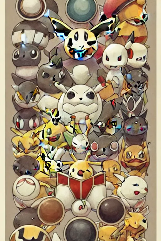 Image similar to design, symmetry, fastfood pokemon, borders, lines, decorations, muted colors, by jean - baptiste monge
