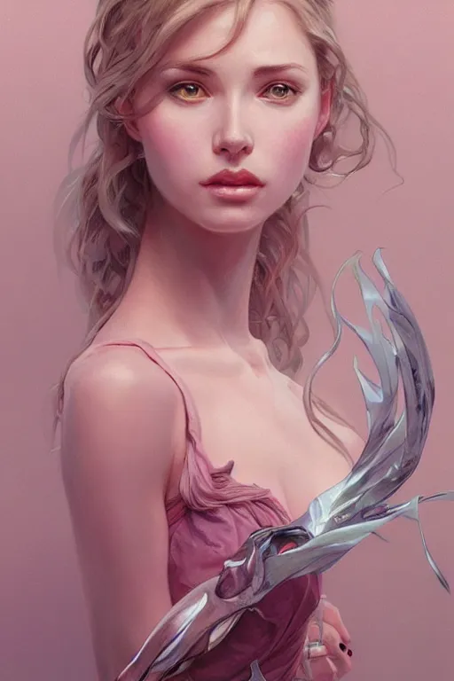 Image similar to ultra realistic illustration, european woman drawing, pink background, elegant, highly detailed, digital painting, concept art, smooth, sharp focus, illustration, art by artgerm and greg rutkowski and alphonse mucha