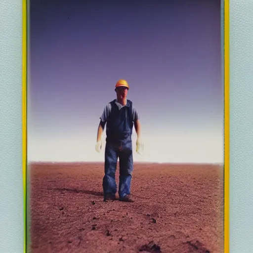 Prompt: worker in the space, hyper realistic, polaroid photo