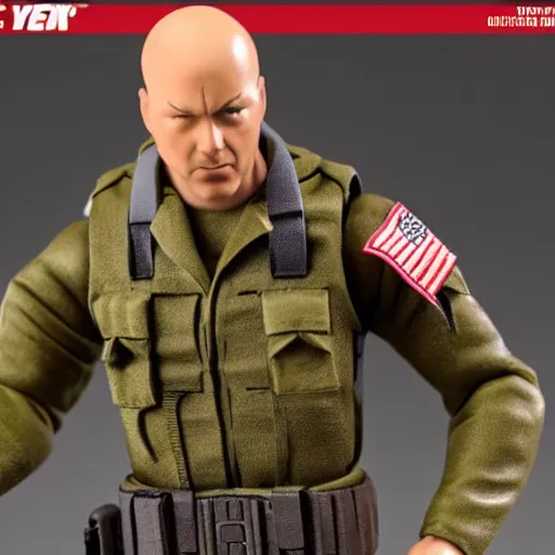 Image similar to gi joe action figure being audited by the irs