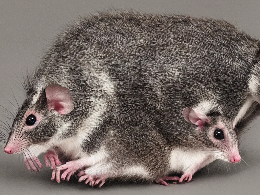 Image similar to “photorealistic 4k opossum carting degus on its back”