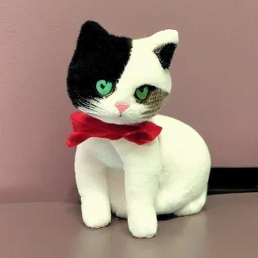 Image similar to a calico cat as a plush toy