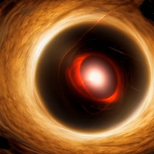 Prompt: hyper-realistic photo of a black hole slowly absorbing the sun
