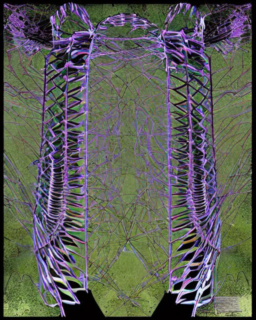 Image similar to in a field, two scientists in lab coats encounter a monster shaped like the DNA double helix, digital art