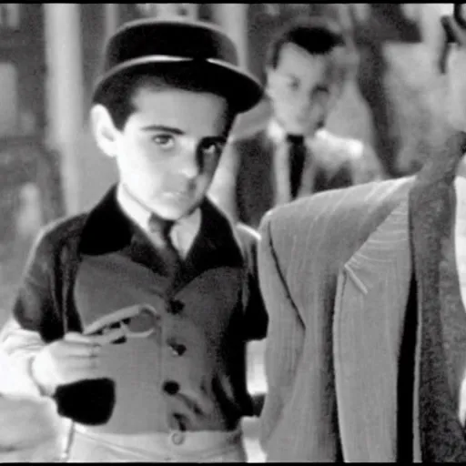 Image similar to still frame from anomalous copy of %The Godfather 2% where Fred Savage played young Vito Corleone.