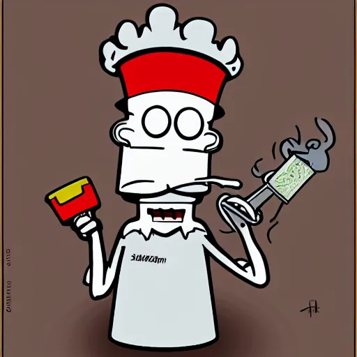 Prompt: master shake athf smoking from a bong