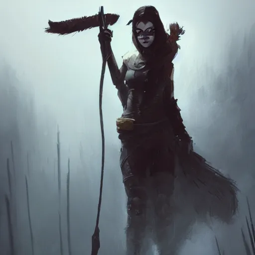 Prompt: The Huntress trending on artstation in the style of Greg Rutkowski