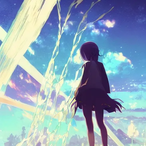 Image similar to a rough golden crystal with human head and hands, poster art by makoto shinkai, featured on pixiv, environmental art, official art, anime, movie poster