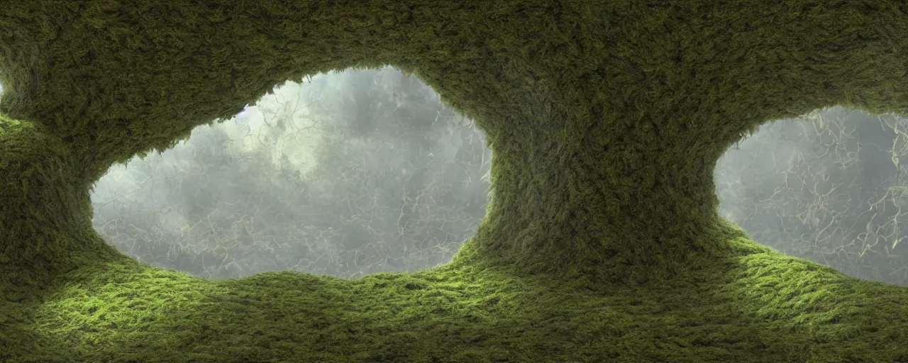 Prompt: moss in a vat of solipsistic unfurling in the lemniscate essence of principal universal temporal nest designed by Hajime Sorayama and frank gehry, Bryce 3d, designed by Larry Elmore Kerlaft, Michael Whelan and Pixar, photorealistic, octane render, studio lighting, 8k, hd