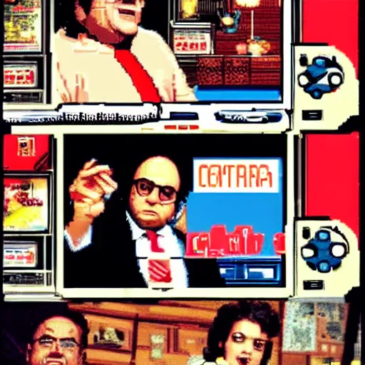 Image similar to Danny Devito in the Nintendo Entertainment version of Contra